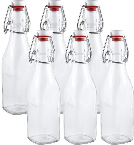 Eidoct Clip Top Preserve Bottles Clear Glass Bottles with Airtight Stoppers Beer Brewing, Wine, Condiments, Beverages, Oil, Vinegar, Kombucha & Water
