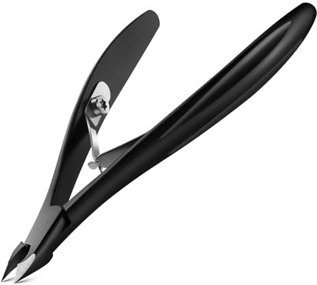 FVION Präzisions Nagelhautzange, Scharf Hautzange Nagelhaut Schere Edelstahl Hautschere, Professioneller Nagelhautentferner Nagelhautschere 4mm (Schwarz)