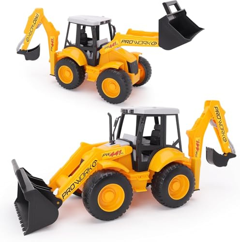 Toyland® 72cm (28) Grande Terna Giocattolo - Camion scavatore da costruzione con caricatore frontale mobile e braccio escavatore posteriore - Bambini dai 3 anni in su