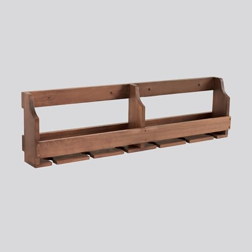 Étagère à vin murale flottante avec grande capacité de rangement, parfaite pour restaurant, bar, cuisine, salon, café et cave à vin, fabriquée à la main, en bois de noyer, 90 x 9 x 24,7 cm