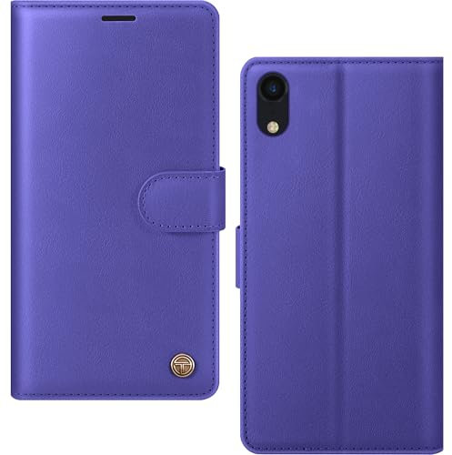 AIMOYU for iPhone XR Case, Flip Wallet Leather Phone Case with [4 Card Slots] [Kickstand] [RFID Blocking] Magnetic Protective Shockproof Cover for iPhone XR Phone Case - Lake Blue