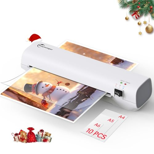 Buyounger A4 Laminator with Laminating Pouches - Fast 1min Warm Up, Compact & Portable Design, Cold & Thermal Laminator Machine with ABS Jam Release, Support A4/A5/A6 for Office Home School Use