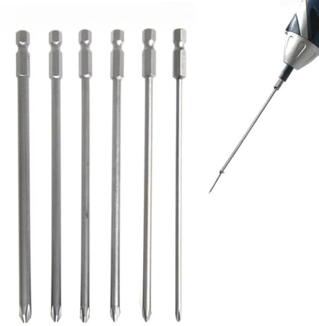 Lot de 6 Embouts de Tournevis à Tête Cruciforme Magnétiques 150 mm, Pour tournevis électrique manuel PH1 PH2
