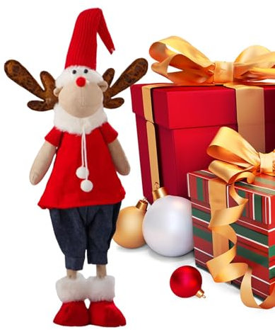 Große Stehende Weihnachtszwerge, 22.5 X 8 X 49cm Stehend Elch Weihnachtsmann, Zwergs Gefüllter Plüsch, Plüschpuppen-Dekoration, Weihnachtszwerg-Dekoration, Zwergs-Weihnachtsdekoration