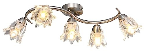 Homgoday Ceiling Lamp with Transparent Glass Shades for 5 E14 Bulbs Tulip Ceiling Light Fixtures Home & Garden
