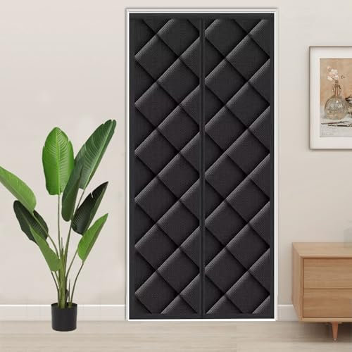 Magnetischer, wärmeisolierter Türvorhang, schalldicht, Türabdeckung gegen Wind, Kälte und Lärm, haustierfreundlich, ideal für klimatisierte und beheizte Wohnzimmer, Schwarz (B 90 x H 240)