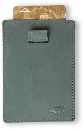 Alaskan MAKER - Portefeuille Compact en Cuir Pleine Fleur - Rangement Magique pour Cartes et Billets - Protection RFID Anti-Piratage - Jusqu'à 16 Cartes - Système Pull-Out. (Vert Sauge)