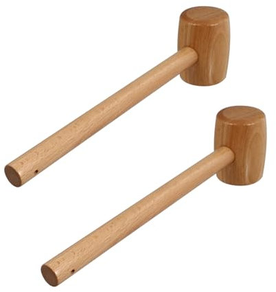 Homoyoyo Wooden Crab Mallets Seafood Hammer 2pcs Beech Wood Lacquered Mallet Lobster Cracking Tool for Home Cooking and Seafood Preparation