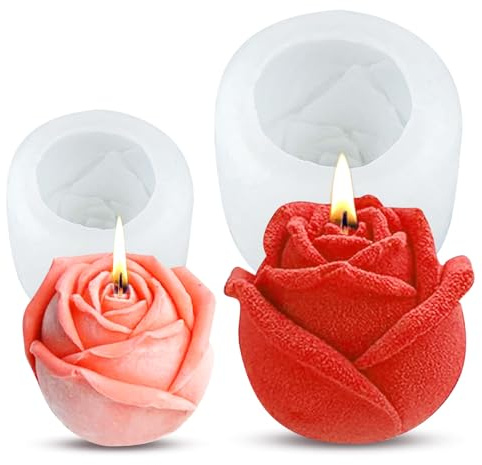 Lot de 2 moules en silicone en forme de fleurs 3D pour la fabrication de bougies parfumées faites à la main, de savons, de plâtre, d'artisanat en résine, etc