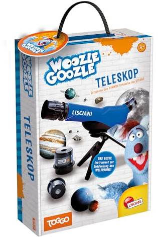 Lisciani WOOZLE GOOZLE Télescope pour Enfants à partir de 7 Ans – Jouet éducatif Astronomie avec Zoom x 20 x 30 x 40 – Observation de la Nature et des étoiles – avec trépied de Table et Manuel