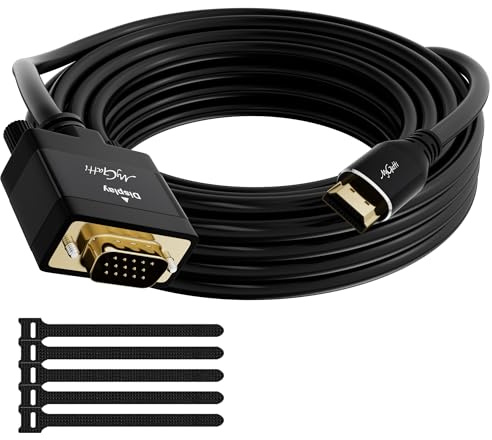 Mygatti HDMI auf VGA AdapterKabel 2m,Unidirektional HDMI(Quelle) zu VGA(Display) D-SUB 15 Pin Full HD/1080p Konverter Kabel,für Monitoren,Projektor,Fernsehapparat,mit 5 Kabelbindern