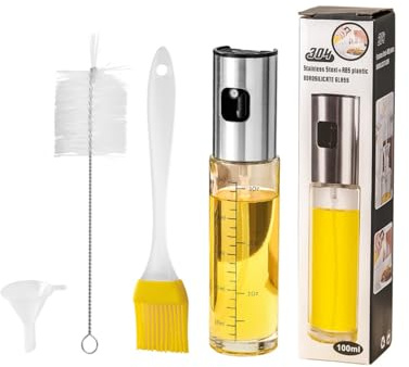 GAJUS Vaporisateur d'huile et de vinaigre 100 ml, Pulvérisateur de Cuisine avec Flacon Qualité Alimentaire pour Salade, Griller, Air Fryer et Plus