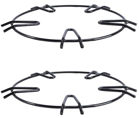 Mikikit Soportes para Macetas Antideslizantes de Esmalte Negro, Diseño Redondo Base Plana, Resistentes a Deformaciones y Grietas, Pack de 2 Piezas para Cocina de Gas