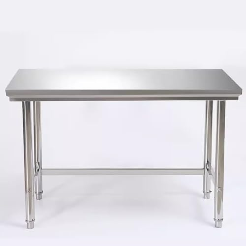 Tavolo da lavoro in acciaio inox resistente, stazione di preparazione della cucina commerciale, piedini regolabili, finitura spazzolata, banco da lavoro per uso domestico e professionale