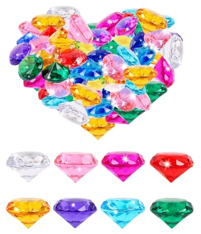 CZMTBO 40 Stück 30MM Groß Acryl Diamanten, Groß Spiel Diamanten Bunt Acryl Diamonds für Hochzeit Party Vasenfülle Tischdeko Piraten Schatzsuche(Farbe zufällig)