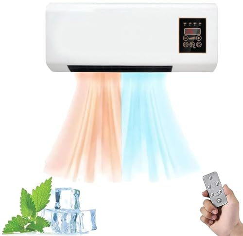 Condizionatore Multifunzione a Parete, Condizionatori Combo Senza Conduttura Combo Vento Naturale/Riscaldamento 2 in 1 con Telecomando for Camera da Letto Ufficio(A)