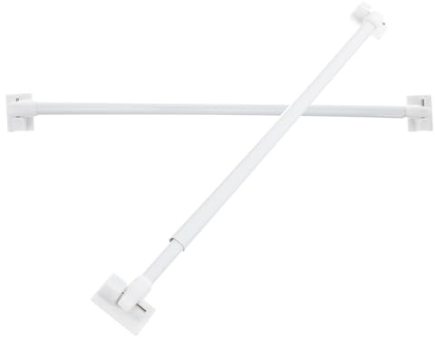 POPETPOP Barra de Cortina de Tensión Ajustable 30-45 Cm Juego de 2 Barras Telescópicas de Plástico Gancho Adhesivo para Cortinas de Cocina y Ventana para Cortinilla y Café Rod