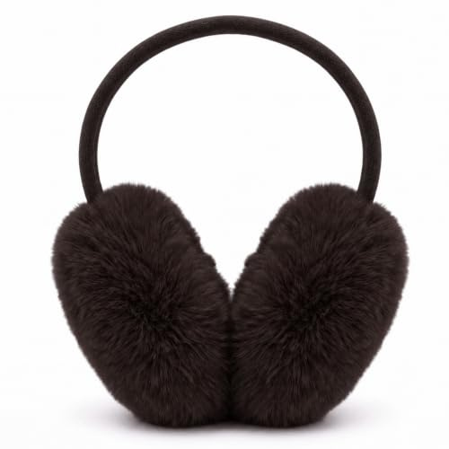 Huccik Cache oreilles Femme Hiver,Fourrure Faux Lapin Ultra Douce & épaisse, pliable et réglable, arceau robuste