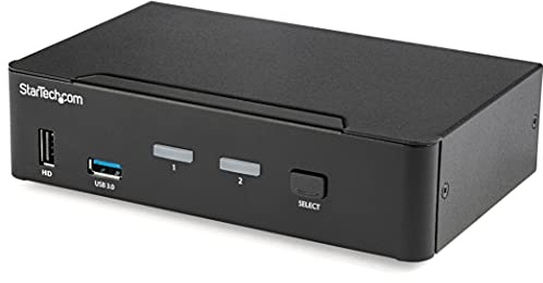 StarTech.com 2 Port DisplayPort KVM Switch - 4K 60Hz - Einzelner DP 4K Bildschirm - Dual Port UHD DP 1.2 USB KVM Switch mit integriertem USB 3.0 Hub & Audio - Dell HP Apple Lenovo (SV231DPU34K) | DP 1.2, MST Passthrough, HDCP 2.2, Hotkey oder Drucktaste, Stahlgehäuse