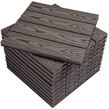 WOLTU WPC Terrassenfliesen Terrassendielen Fliese in Holzoptik Bodenbelag mit klicksystem Coffee (11 Stück / 1 m²)