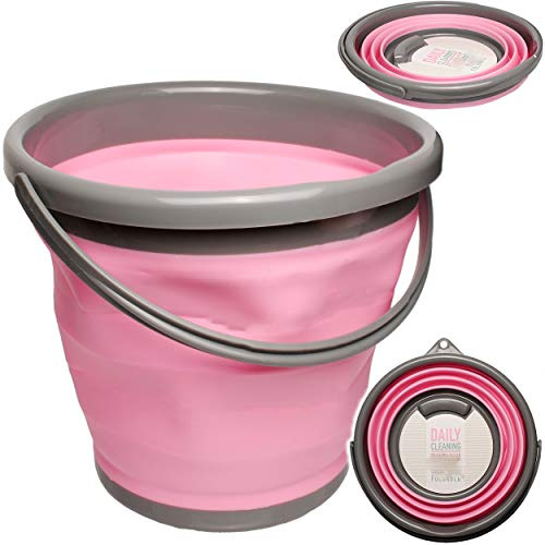 alles-meine.de GmbH 10/12 Liter Eimer - rosa/pink - faltbar & klappbar - Silikon & Kunststoff/Klappeimer - Wassereimer & Putzeimer - Badezimmer/Küche/Bad - Faltbarer SI..