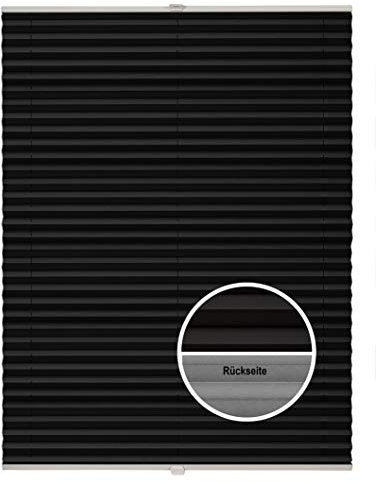 ondeco Plissee Thermo ohne Bohren mit Klemmträger,Sonnenschutz für Fenster innen, lichtschutz und Blickdicht, Faltrollo Sichtschutz für Tür, Jalousie Rollo leicht verdunkelnd Schwarz 105x130 cm