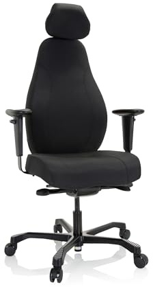 hjh OFFICE 608917 Profi Chefsessel RESISTIO XXL Stoff Bürostuhl ergonomisch, bis 200-kg belastbar, 24h Einsatz, Schwarz