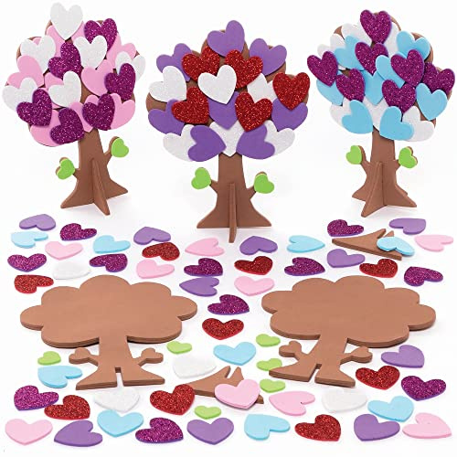 Baker Ross Liebesherz Baum Moosgummi Dekoration Bastelset - 5er Pack, Osterdekoration für Kinder zum Basteln (FC455)