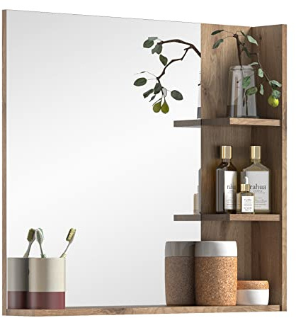 xonox.home - Spiegel Mason 79x73x13 cm in Nox Eiche und Spiegelglas - Badset Badmöbel Badezimmerkombination