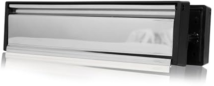 UAP MailPlate 10 Pouces : Boîte aux Lettres en Chrome Poli pour Porte d'entrée, boîte aux Lettres télescopique pour Portes en PVC d'une épaisseur de 40 à 80 mm.
