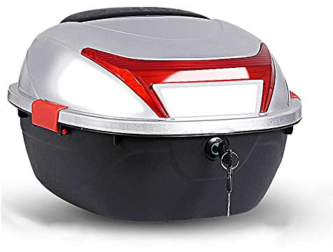 Topcase Motorradkoffer Motorrad Topcase Tasche 28L Motorradkofferhelme Motorrad -Top -Box -Reisegepäck Speicher Reflektor Bike Tail Box (Color : A)
