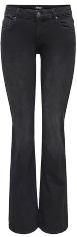 Only Femme Onlblush Mid Flared DNM Tai1099 Noos Pantalon en Jean Stretch, Washed Black, S X 30L EU