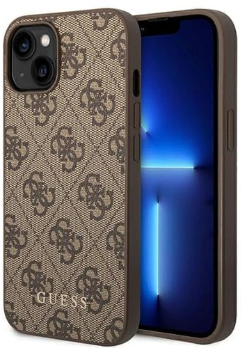 GUESS GUHCP14SG4GFBR Hülle für iPhone 14 6,1 braun Hard case 4G Metal Gold Logo