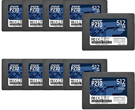 Patriot P210 SSD SATA 3 de 512 GB, Disco SSD Interno, 2,5 Pulgadas, Paquete de 10, cantidad de 10 - P210S512G2510