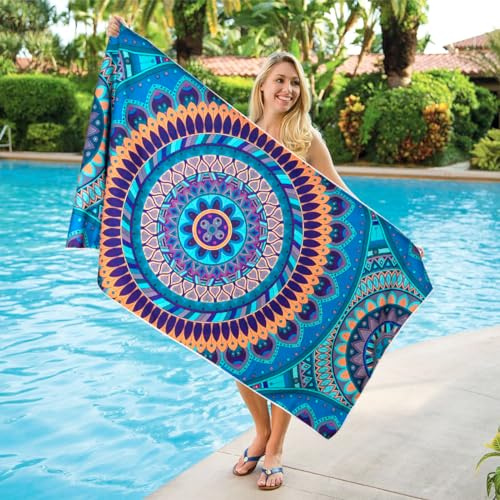 TEUEN Strandtuch Groß 180 x 90cm, Frottee Badetuch Strandhandtuch Leichtgewicht Farbenfrohes Handtuch Strand Dünn - Geeignet Sauna Fitnessstudio ReiseV
