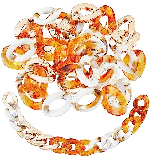 SUPERFINDINGS 120 Stück 3 Farben Acryl Verbindungskette Mit Ovalen Ringen Transparente Offene Schnellverbindungsverbinder Gedrehte Kunststoffring Panzerkette Für Die DIY Schmuckherstellung