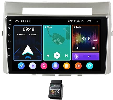Für Toyota Corolla Verso 2003-2009 8 Core 9 32GB Android 12 Autoradio DAB+Radio CarPlay Navi GPS 9 Zoll HD Touchscreen Autoradio Bluetooth DAB+Radio WiFi,FM RDS Radio+Lenkradkontrolle DSP USB