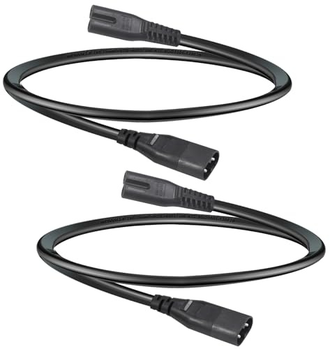 C7 to C8 extension lead 30cm,2 pack Figure 8 Power Lead IEC320 C7 to C8 Extension Power Cable Male to Female Mains Power Connector Cord for TV, PS5, Xbox Series, More