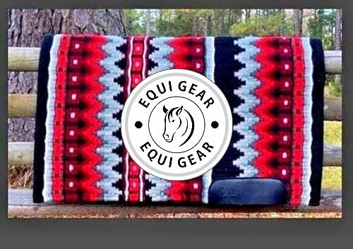 EQUIGEAR Western Show Horse Satteldecke aus neuseeländischer Wolle, Western-Design, handgefertigte Satteldecke, Wollpolster, Sensor Flex (Anpassung möglich), WZ35 (34x42)