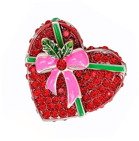 COLLBATH 1Stk Frauen elegante Brustnadel Schmuck-Brosche Herzförmige Brosche rote Herzbrosche Ansteckblume Korsage mit Schleife Brosche aus Strasssteine Zubehör Fräulein