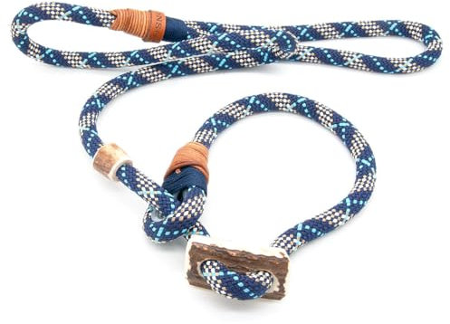 Retriever-Leine/Moxonleine Elegant-Style | handgefertigte Hundeleine aus Tau mit Halsbandfunktion & Horn-Stopper | 10mm – kraftvoll, stilvoll & komfortabel | Training, Alltag & Spaziergang