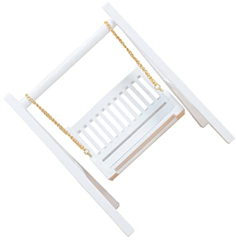 BESTonZON Puppenhausschaukel Miniaturschaukel Im Maßstab 112 Weiße Holzschaukel Perfektes Miniaturschaukelmodell Für Puppenhausset