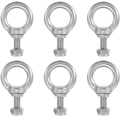 PATIKIL Ringschraube, M8x20 304 Edelstahl ösenschraube Gewinde mit Sechskantschraube, Mutter, Dichtung und Unterlegscheibe zum Aufhängen und Sichern von Ketten, Drahtseilen, 6 Sets