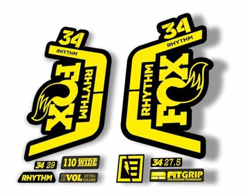 Autocollant de rechange pour fourche Fox 34 Rhythm 2019 - Jaune (brillant)