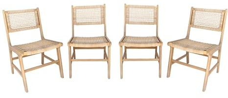 Alice's Garden sweeek - 4-Set Gartenstühle aus Holz mit Geflecht - Ocara