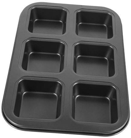 TOPBATHY Heat-Resistant Non-Stick Square Mini Baking Pan 6-Cavity Mold for Muffins and Bread, Professional Oven Cake Mold for Kitchen Baking Supplies