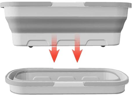 Genérico Cubo para fregona, Cubo Plegable con Ruedas y 2 Asas, Cubo de Limpieza portátil Rectangular de 12 l/3,17 galones, Cesta Ligera y práctica para Uso en Interiores y Exteriores