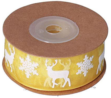 DriKou Cinta, DIY Impresión Multifuncional Decoración navideña Copo de Nieve Ciervo Cinta Dorada para Coronas Guirnaldas Manualidades Envoltura de s Vacaciones de Invierno