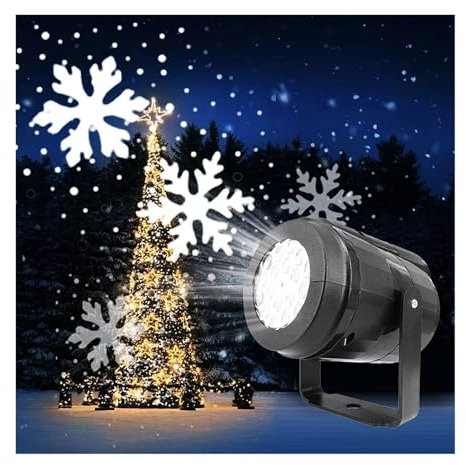 MQDLJSE Luci del proiettore, luci Natalizie con proiettore a LED, Progetto Natalizio, Lampada da Esterno, riflettore da Neve per Festa di Capodanno, Parete da Giardino per Feste