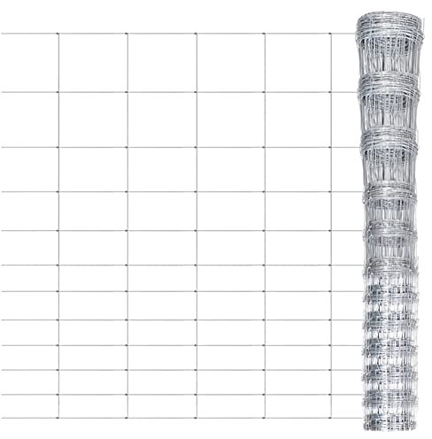 Somanki Gartenzaun, Maschendrahtzaun, Volierendraht, Wühlmausgitter, Maschendrahtzaun, Kaninchenzaun, Geflügelzaun, Kaninchendraht, Verzinkter Stahl Silbern 50x1,6 m